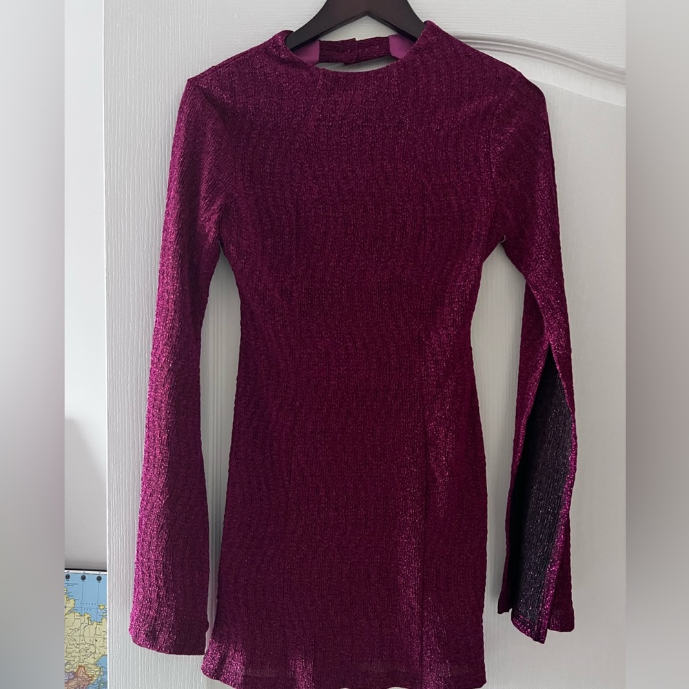 Pink glitter long sleeve dress
